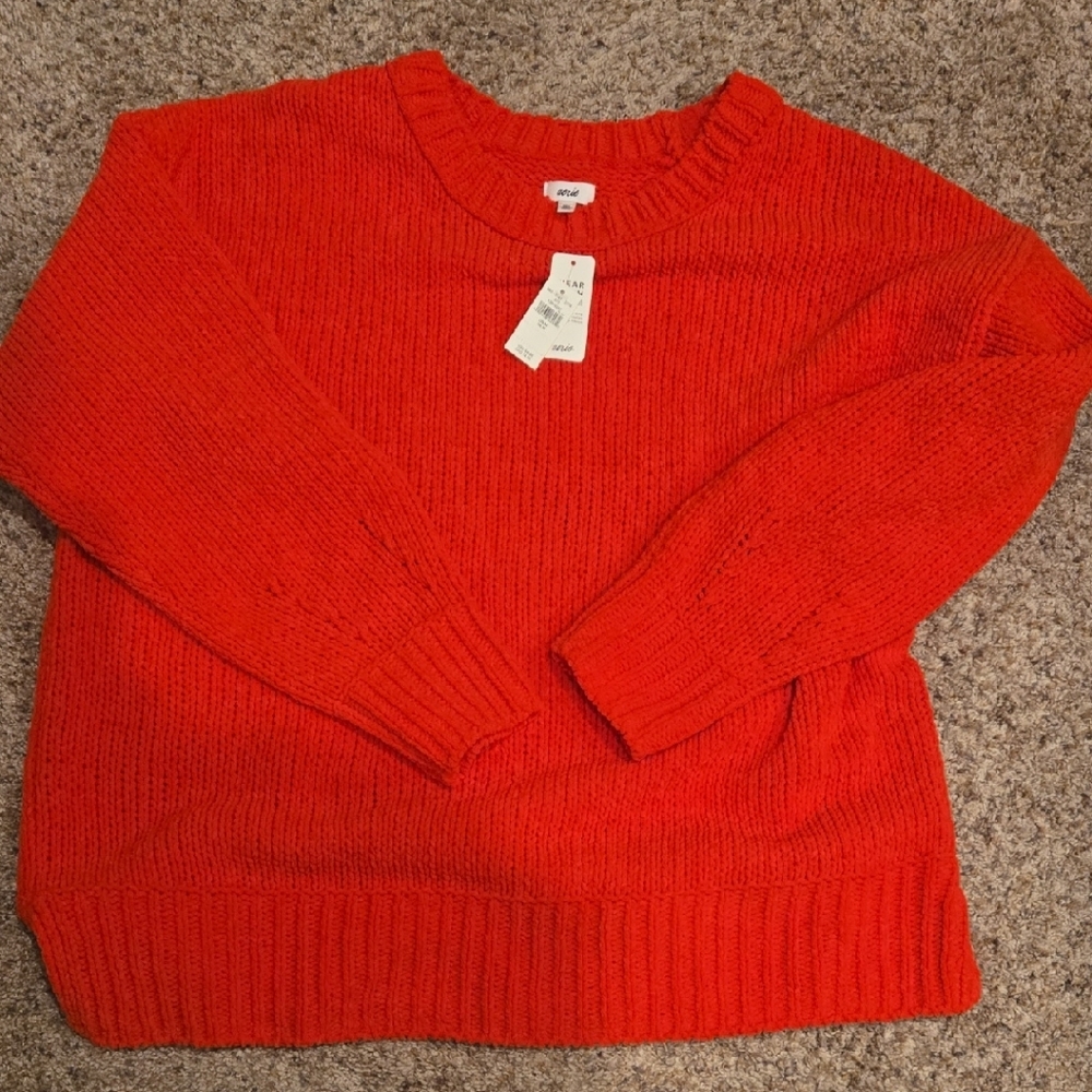 Aerie Vibrant Red Crew Neck Sweater